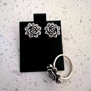 Rose set earrings and ring